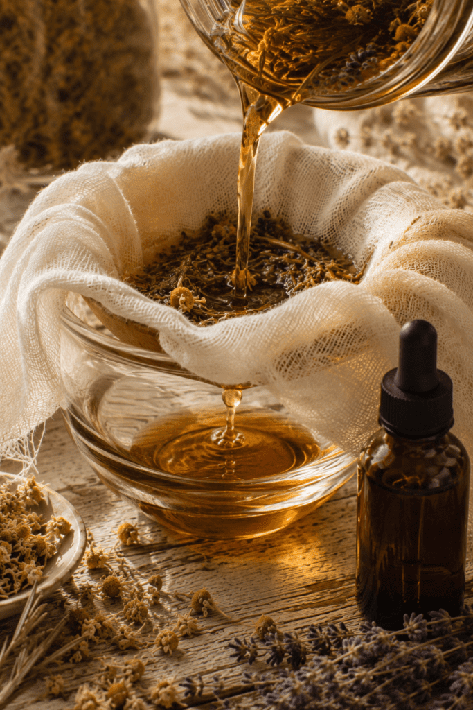 Herbal infusion process in warm light